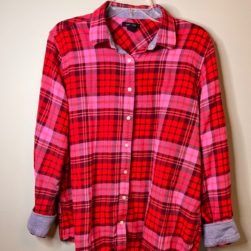 Lands End Button Up Flannel Size XL